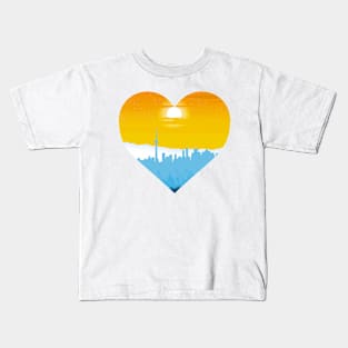 Aroace city and mountainscape subtle heart Kids T-Shirt